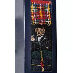 Polo Ralph Lauren Men's 3-Pk. Martini Bear Slack Crew Socks Giftbox Set